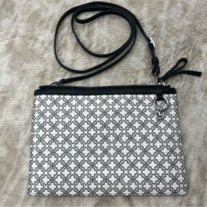 Brighton White and Gray Pattern Crossbody with Black Strap